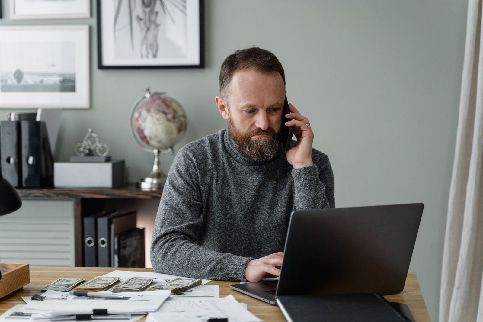Veteran taking an informal conference call during a higher-level review for VA claims