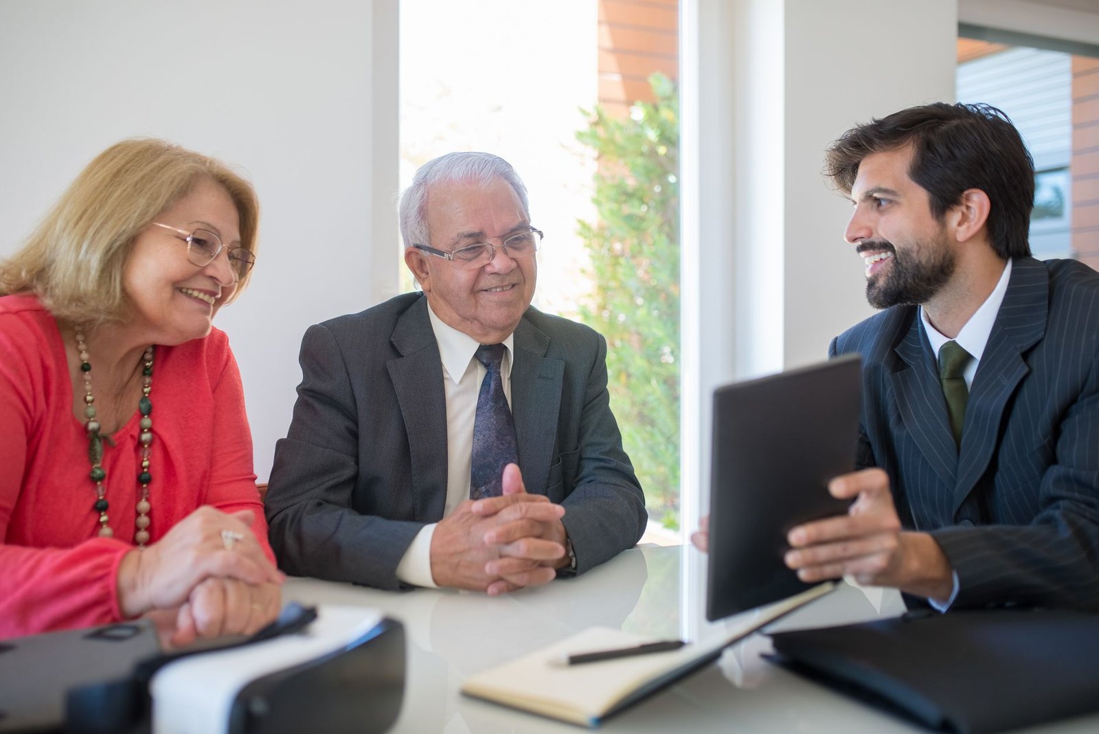 Veteran and spouse discussing VA disability and bankruptcy protections with an advisor